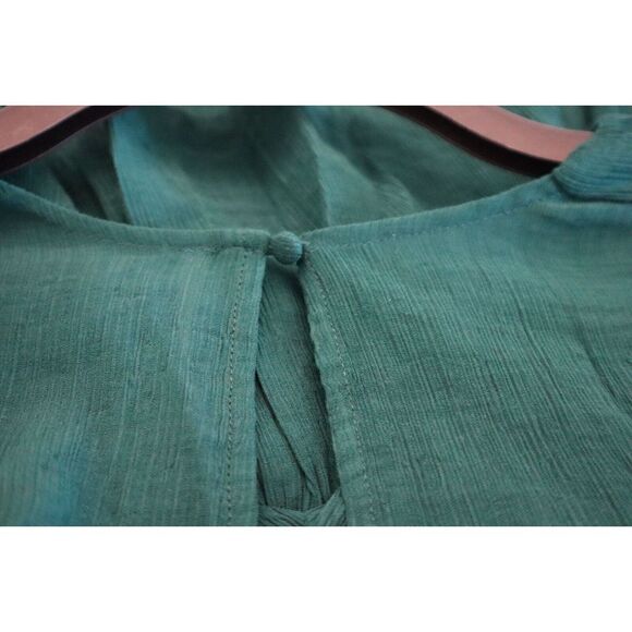 Free People OB1388568 Women's Sz S Garden Gem Green Daia Ruched Peplum Top - Picture 5 of 9